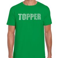 Glitter t-shirt groen Topper rhinestones steentjes voor heren - Glitter shirt/ outfit 2XL  -