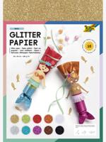 Glitterpapier, 10 vellen FOLIA meerkleurig
