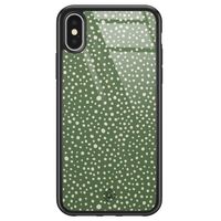 iPhone X/XS glazen hardcase - Green dots