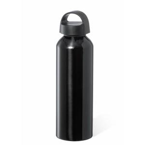 Bellatio Design Waterfles/drinkfles/sportfles - metallic zwart - aluminium - 800 ml - schroefdop - Drinkflessen