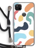 Memphis Shapes Blue: Pixel 4a Transparant Hoesje met koord