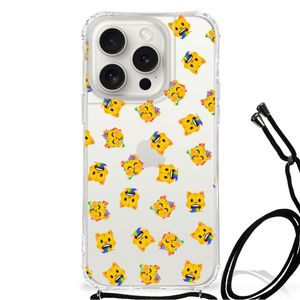 Doorzichtige Silicone Hoesje voor iPhone 15 Pro Katten Emojis