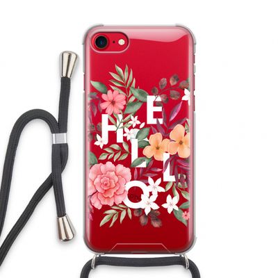 Hello in flowers: iPhone SE 2020 Transparant Hoesje met koord