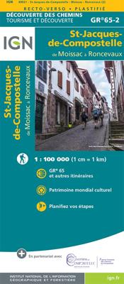 Wandelkaart - Pelgrimsroute (kaart) 89021 St-Jacques-de-Compostela GR 65-2, St Jacobsroute | IGN - Institut Géographique National