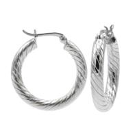 Karma Oorringen Plain Twister Hoops 25 mm | Zilver