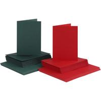 Creativ Company Kaarten en enveloppen, afmeting kaart 10,5x15 cm, afmeting envelop 11,5x16,5 cm, 110+230 gr, groen, rood, 50 set/ 1 doos