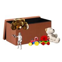 Speelgoed en spullen opbergkist - opvouwbaar - donkerrood - MDF/polyester - 76 x 38 x 38 cm - en zit