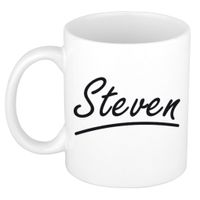 Naam cadeau mok / beker Steven met sierlijke letters 300 ml - thumbnail