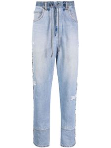 Greg Lauren jean fuselé à rayures latérales - Bleu