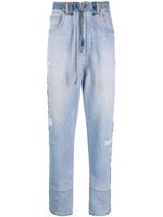 Greg Lauren jean fuselé à rayures latérales - Bleu - thumbnail