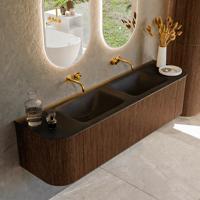 Badmeubel Mondiaz Kurve | 170 cm | Meubelkleur Walnut | Wastafelkleur Urban | Dubbele spoelbak | Zonder kraangaten