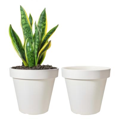 Pro Garden Bloempot - 2x - wit - rond - D30 cm - kunststof - plantenpot - tuin buiten