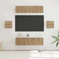 Tv-meubelset Wandgemonteerd met opslag met de deur 6 pcs artisanaal eikenkleurig