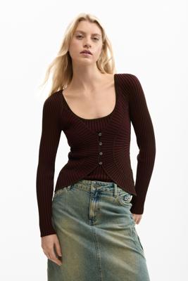 Fijne trui met knopen - BROWN - L Fijne trui met knopen - BROWN - L