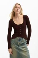 Fijne trui met knopen - BROWN - L