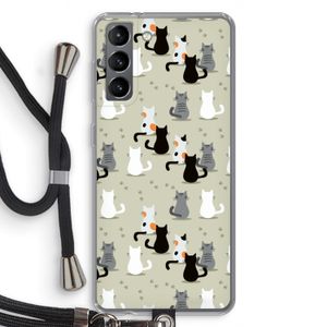 Katten: Samsung Galaxy S21 Transparant Hoesje met koord