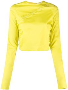 GANNI blouse à col rond - Jaune