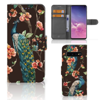 Samsung Galaxy S10 | Telefoonhoesje | Met pasjeshouder | Pauw met Bloemen