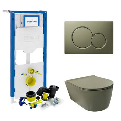 Geberit UP320 Toiletset Wandcloset Salenzi Civita Mat Legergroen met Sigma 01 Drukplaat
