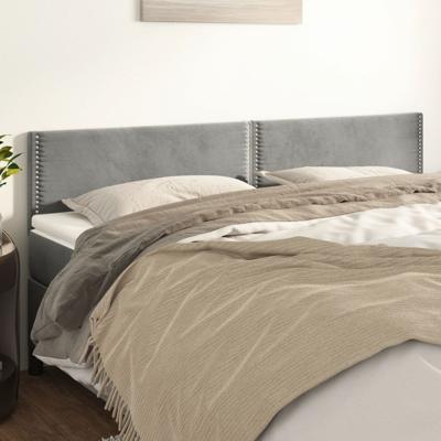 Hoofdborden 2 st 100 x 5 x 78/88 cm fluweel lichtgrijs