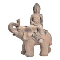 Buddha op olifant van antiek bruin magnesium (B/H/D) 38x46x20cm Buddha op olifant van antiek bruin magnesium (B/H/D) 38x46x20cm