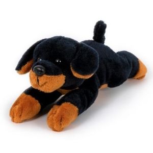 Pluche zwart/bruine rottweiler honden knuffel 13 cm speelgoed   -