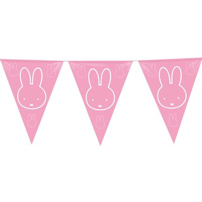 Haza Witbaard Vlaggenlijn nijntje roze, 10mtr.