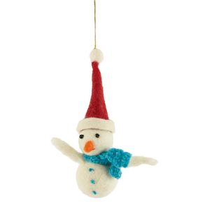 Vilten Hanger Sneeuwpop met Kerstmuts