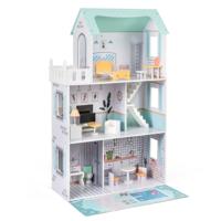 Houten Poppenhuis Poppenhuis voor Kinderen met 17-Delige Meubelset-Groen