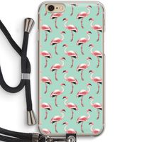 Flamingoprint groen: iPhone 6 / 6S Transparant Hoesje met koord