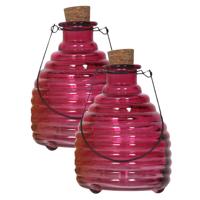 Luance Wespenvanger/wespenval met hengsel - 4x - glas - rood - D13 x H17 cm
