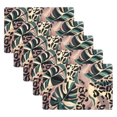 Unique Living Placemat Jungle - 10x - Monstera bladeren - 44 x 28 cm - tafeldecoratie
