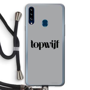 Topwijf Grijs Zwart: Samsung Galaxy A20s Transparant Hoesje met koord