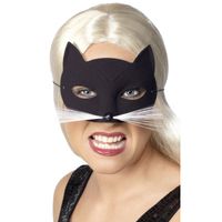 Kunstof zwarte katten masker   -
