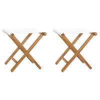 Stoelen inklapbaar 2 st massief teakhout en stof crmewit Stoelen inklapbaar 2 st massief teakhout en stof crmewit