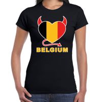 Belgium hart supporter t-shirt zwart EK/ WK voor dames - thumbnail