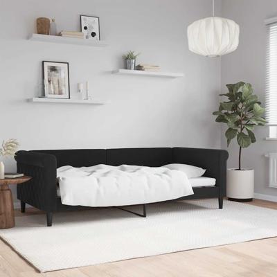 Slaapbank 90x190 cm fluweel zwart