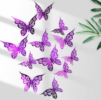 Paarse 3D Vlinders voor Muurdecoratie - 12 stuks - tuin&buiten - Spiritueelboek.nl - thumbnail