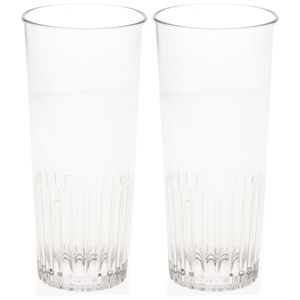 2x stuks onbreekbaar bierglas ribbel transparant kunststof 30 cl/300 ml