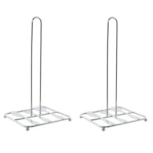 2x stuks metalen keukenrolhouders zilver met bestek patroon vierkant L15 x B16 x H30 cm