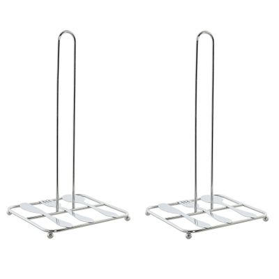 2x stuks metalen keukenrolhouders zilver met bestek patroon vierkant L15 x B16 x H30 cm