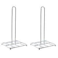 2x stuks metalen keukenrolhouders zilver met bestek patroon vierkant L15 x B16 x H30 cm