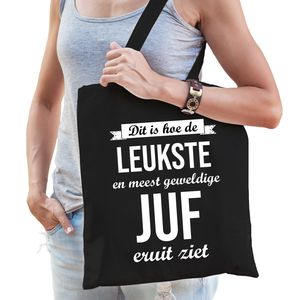 Leukste juf katoenen cadeau tas zwart voor dames