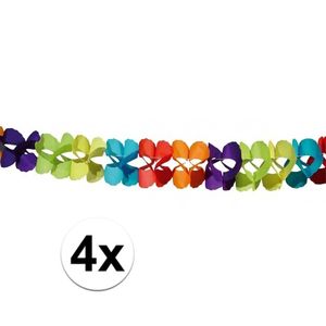 4x Papieren slingers gekleurd 6 meter