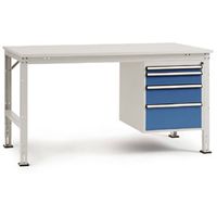 Manuflex AU5847.0002 Compleet werktafel reden universele standaard met kunststof plaat, bxdxh = 2000 x 800 x 760-870 mm Grijs-wit (RAL 7035)