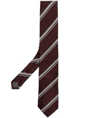 Brunello Cucinelli cravate à rayures en jacquard - Marron