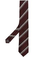 Brunello Cucinelli cravate à rayures en jacquard - Marron