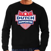 Nederland / Dutch schild supporter sweater zwart voor heren - thumbnail