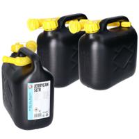 3x stuks jerrycan/benzinetank 5 liter zwart van kunststof met trechter - thumbnail