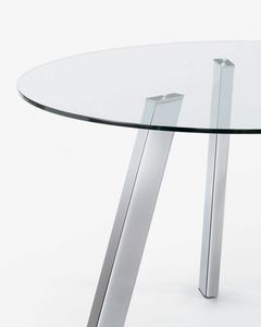 Kave Home Kave Home Eetkamerstoel Carib, Carib ronde glazen tafel en stalen poten met chroom afwerking Ø 130 cm